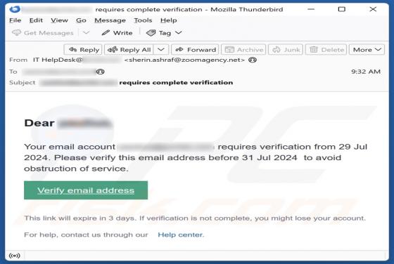 Email Account Requires Verification Scam