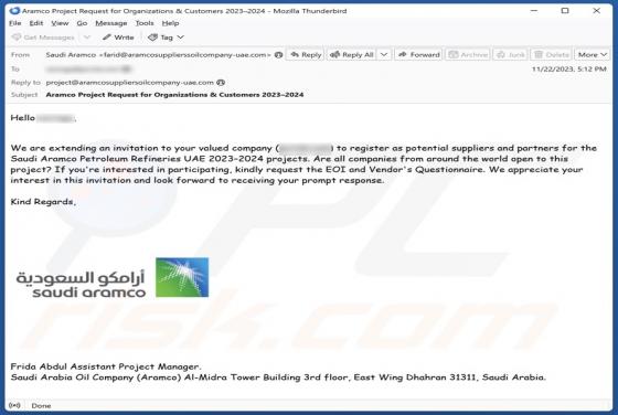 Saudi Aramco Email Scam
