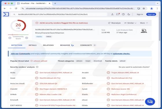 BinaryCharacterSearch Adware (Mac)
