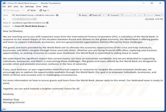 Grants And Loans By The World Bank Email Scam