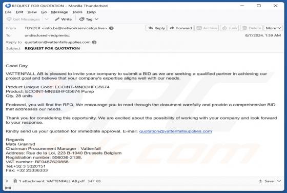 VATTENFALL AB Email Scam