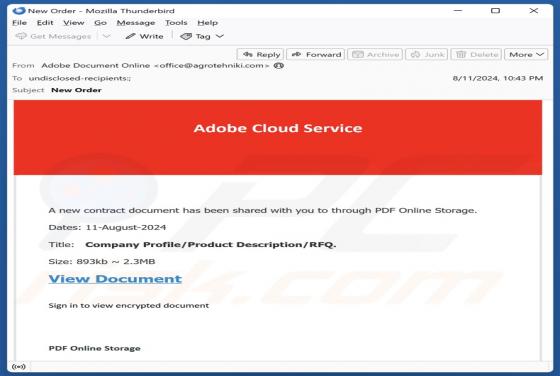 Adobe Cloud Service Email Scam