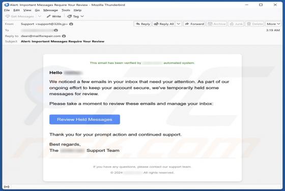 Emails Need Your Attention Email Scam