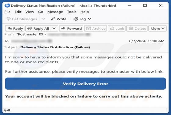 Verify Delivery Error Email Scam