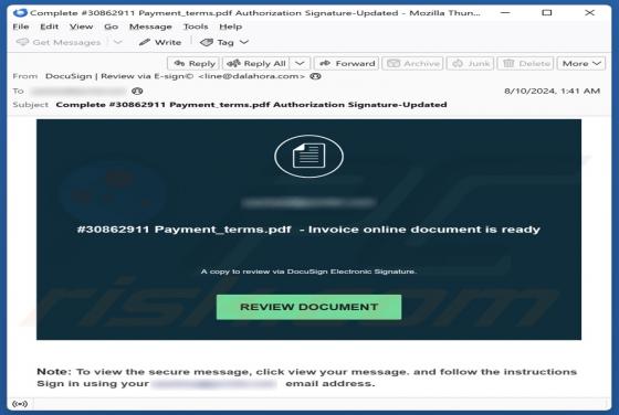 Invoice Online Document Is Ready Email Scam
