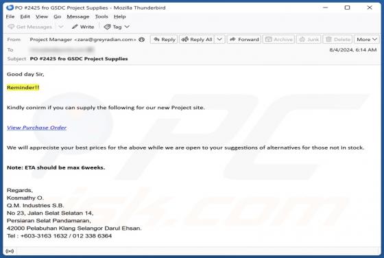 New Project Site Email Scam