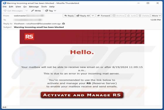 Reserve Server Email Scam