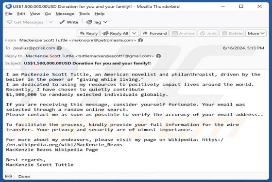 Giving While Living Email Scam
