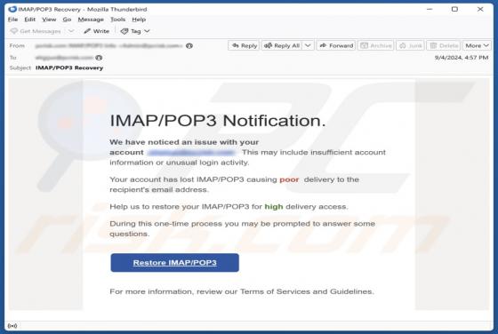 Restore IMAP/POP3 Email Scam