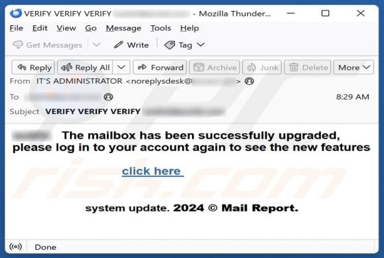 Mailbox Has Been Successfully Upgraded Email Scam