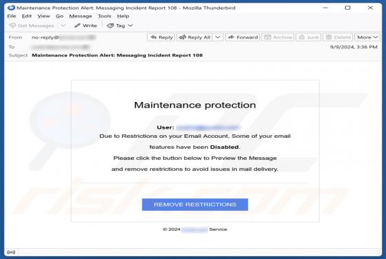 Maintenance Protection Email Scam
