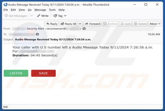 Your Caller Left A Audio Message Email Scam