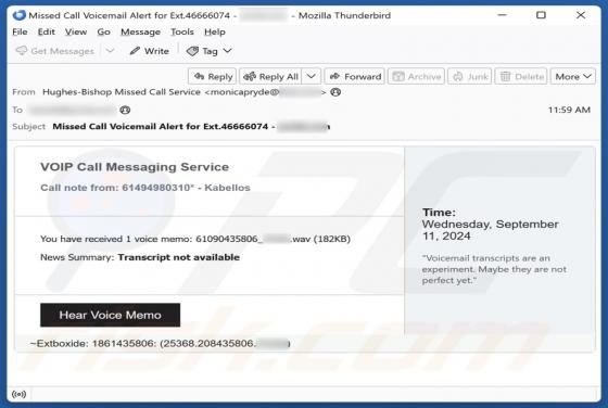 VOIP Call Messaging Service Email Scam
