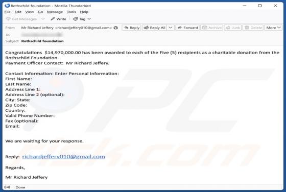 Rothschild Foundation Email Scam
