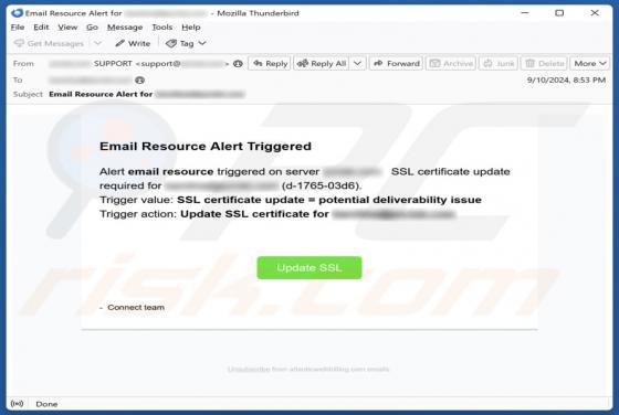 Email Resource Alert Triggered Email Scam