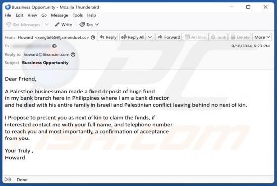 A Businessman Made A Fixed Deposit Of Huge Fund Email Scam