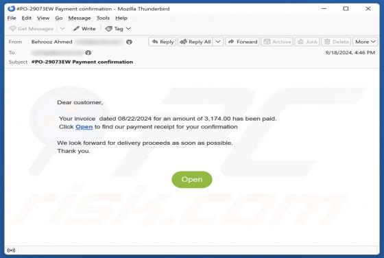 Your Invoice Has Been Paid Email Scam