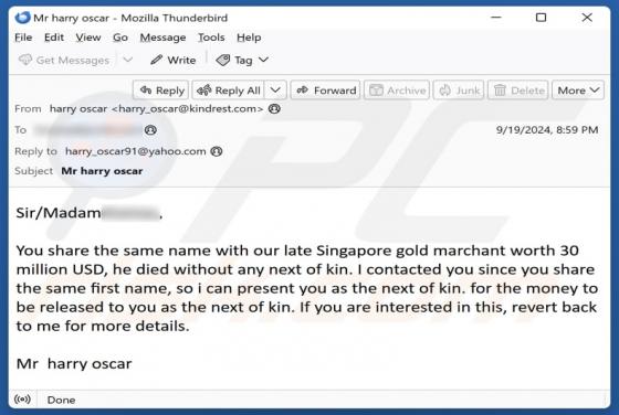You Share The Same Name Email Scam