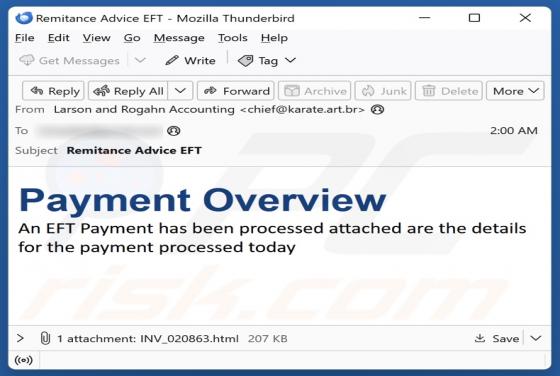EFT Payment Overview Email Scam