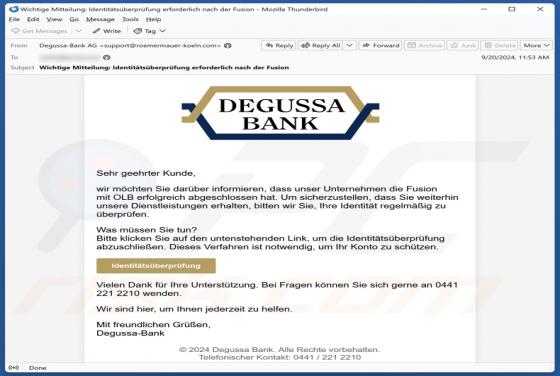 Degussa Bank Email Scam