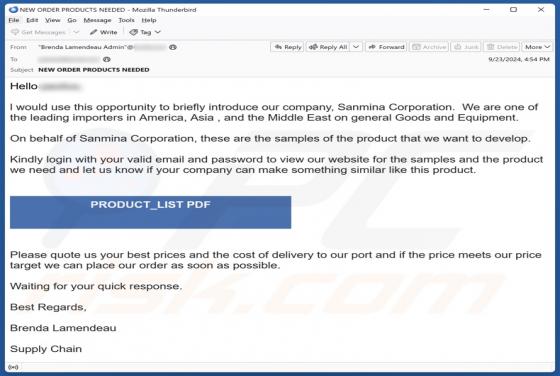 Samples Of The Product Email Scam