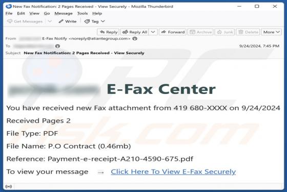 E-Fax Center Email Scam