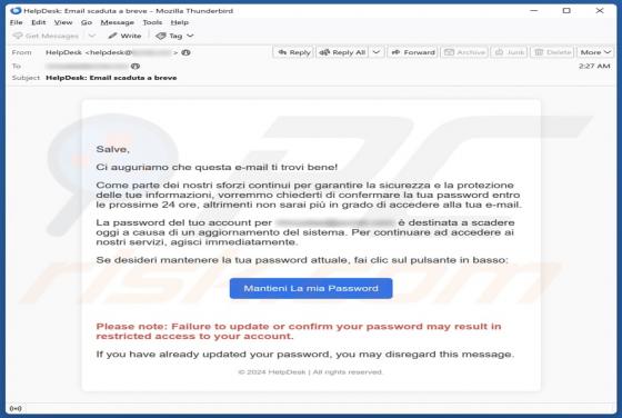 HelpDesk Password Confirmation Email Scam
