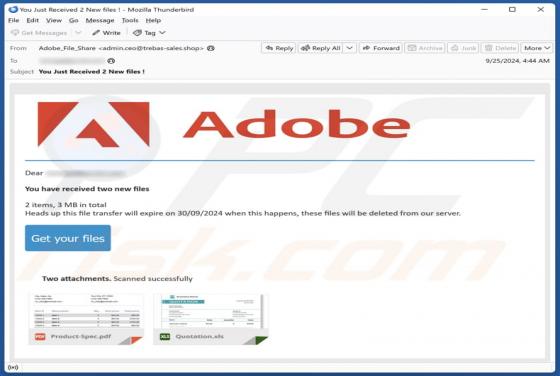 Adobe - You Have Received New Files Email Scam