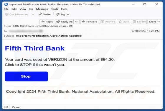 Fifth Third (5/3) Bank Email Scam