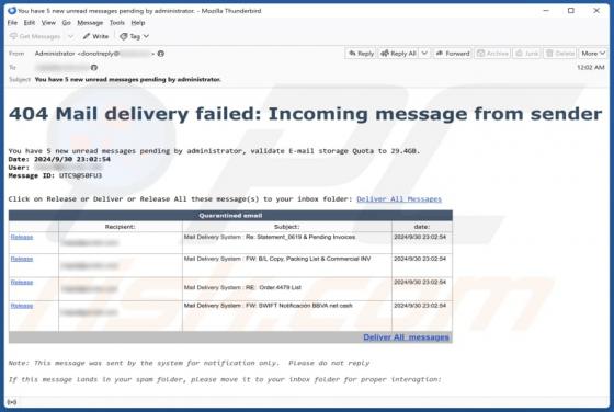 404 Mail Delivery Failed Email Scam