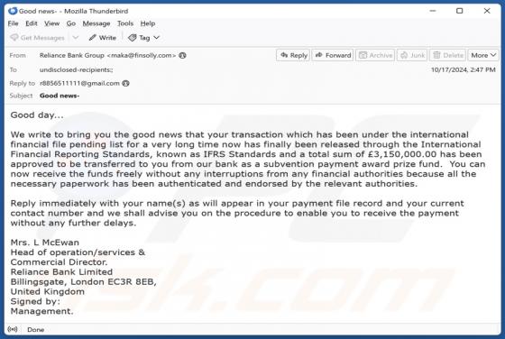 Your Transaction Has Been Released Email Scam