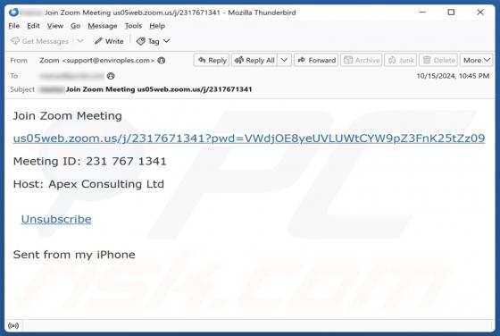 Join Zoom Meeting Email Scam
