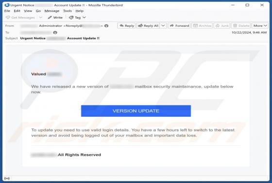 Mailbox Security Maintenance Email Scam