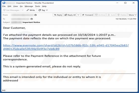 Payment Details Email Scam