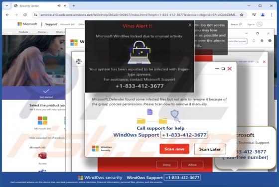 Microsoft Windows Locked Due To Unusual Activity POP-UP Scam