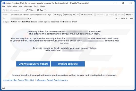 Security Token For Business Email Is Outdated Scam