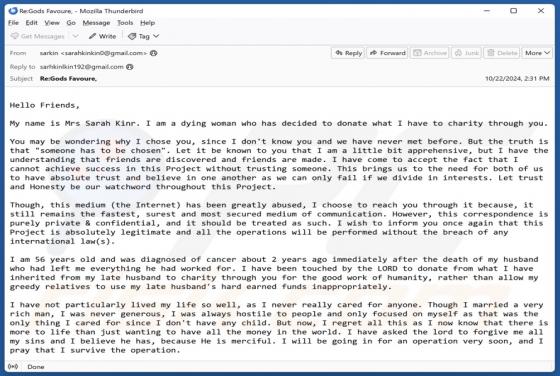 Donation To Charity Through You Email Scam