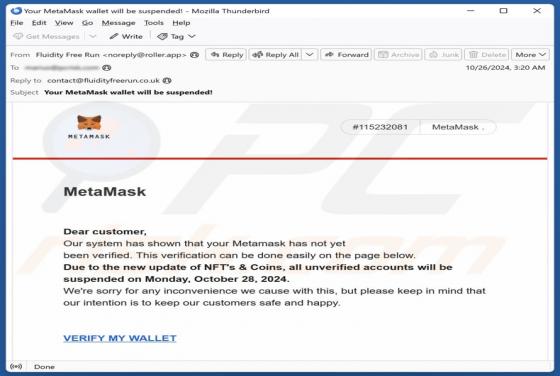 MetaMask Wallet Verification Email Scam