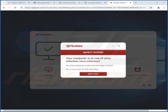 McAfee - Computer Is At Risk Of Virus Infection POP-UP Scam