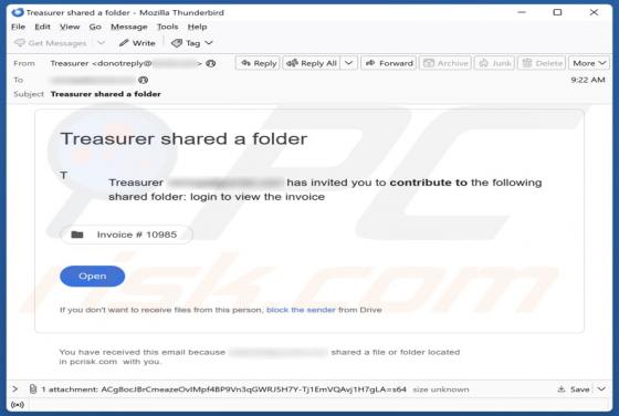 Treasurer Shared A Folder Email Scam