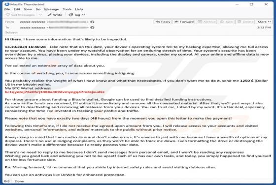 Operating System Fell To My Hacking Expertise Email Scam