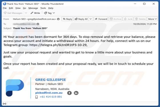 Your Account Has Been Dormant Email Scam