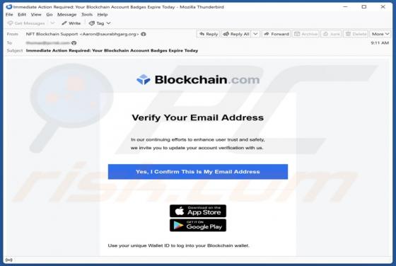 Blockchain.com - Verify Your Email Address Scam