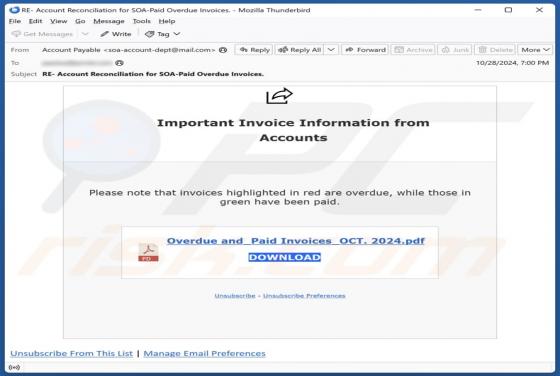Important Invoice Information From Accounts Email Scam