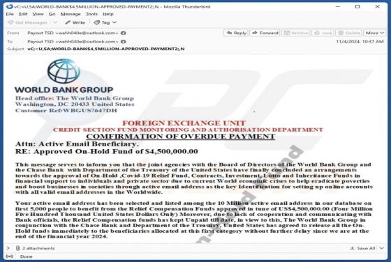World Bank Group - Overdue Payment Email Scam