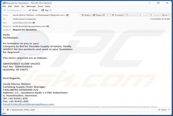 Carlsberg Supply Quotation Email Scam