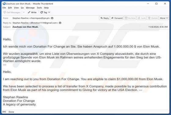 Elon Musk - Donation From Change Email Scam