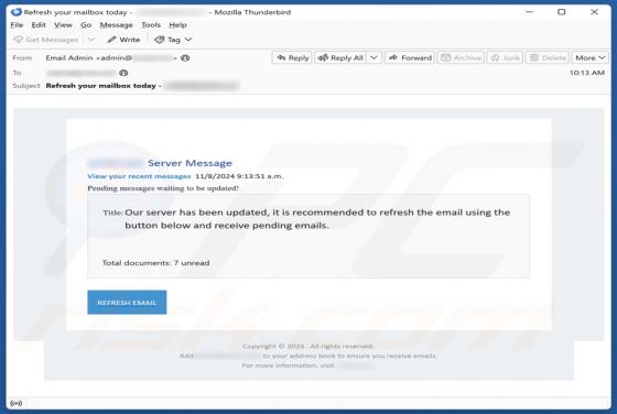 Server Has Been Updated - Refresh Your Email Scam