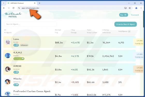 Fake Virtuals Protocol Website Scam