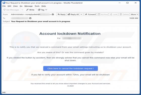 Account Lockdown Notification Email Scam